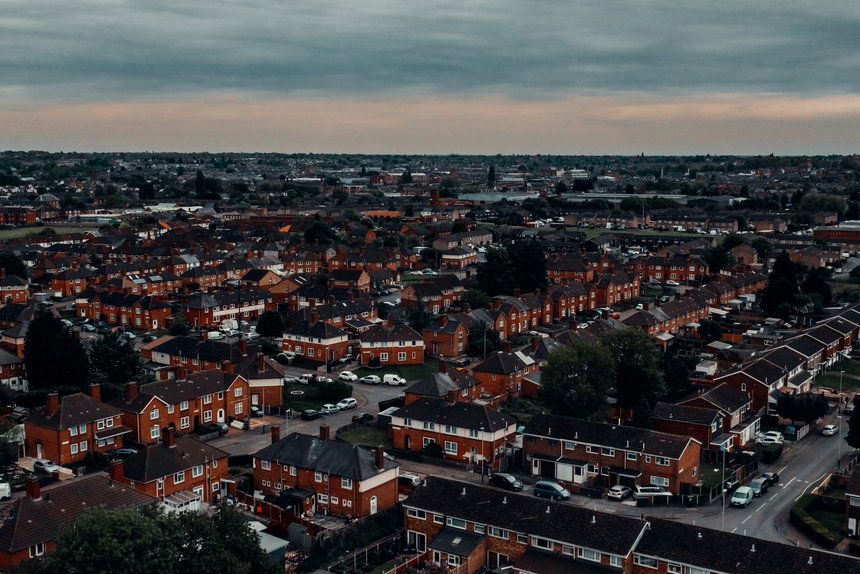 Aerial view of Leicester city centre, inside the 0116 area
