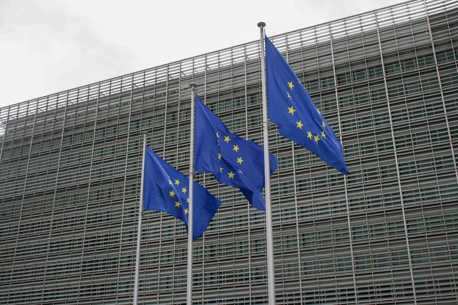 European Union flags outside the European Commission in Brussels