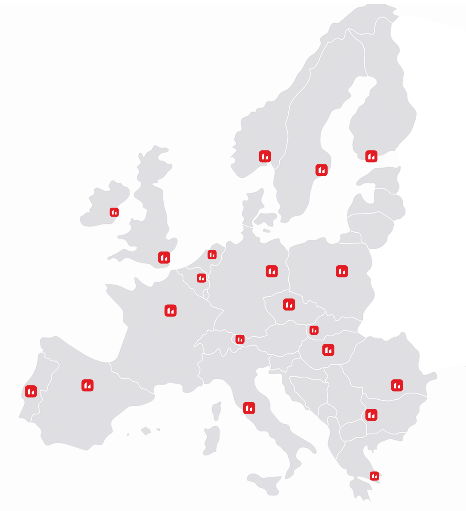Mapa de Europa con la red de CallFactory