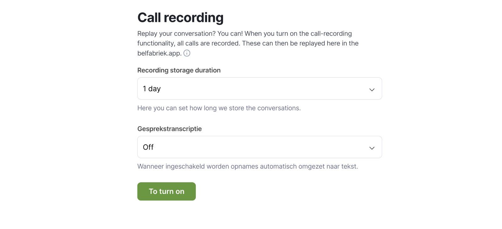 Call recording overview