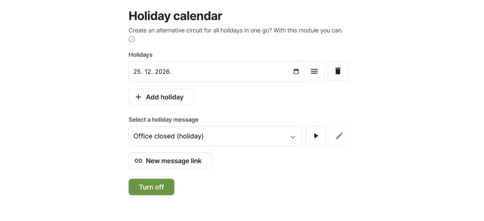 Set up the holiday calendar overview