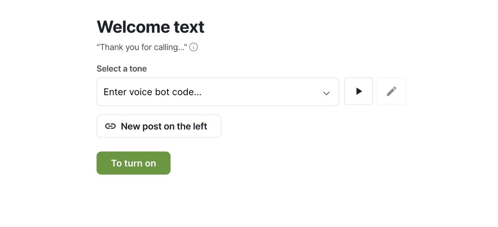 Welcome message overview
