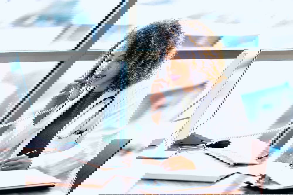 Healthcare professional taking a call